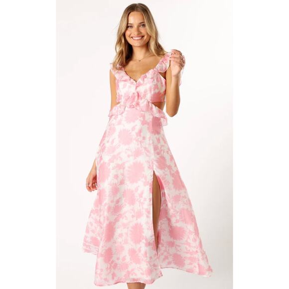 Petal & Pup Rori Pink Floral Ruffle Maxi Dress Size M - Picture 10 of 15
